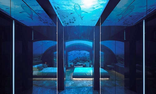 Đây là khách sạn đầu tiên ở Maldives và là một trong số ít những khách sạn cao cấp trên thế giới được thiết kế dưới nước. Ảnh: BI.