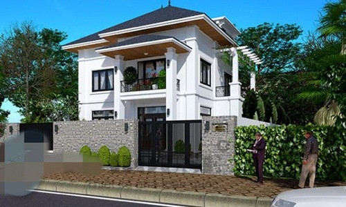 Sự kết hợp giữa nét đẹp của các mảng khối kiến trúc hiện đại với đường nét tinh tế tạo điểm cuốn hút cho biệt thự 2 tầng. Ảnh: Viphouse.