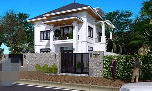 Sự kết hợp giữa nét đẹp của các mảng khối kiến trúc hiện đại với đường nét tinh tế tạo điểm cuốn hút cho biệt thự 2 tầng. Ảnh: Viphouse.