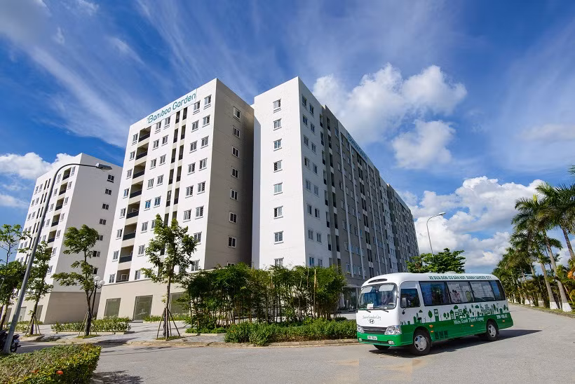 Khu nhà ở xã hội Bamboo Garden nằm tại ô đất CC-1, khu đô thị mới thuộc các lô đất N1 + N3, Khu đô thị Sunny Garden City, huyện Quốc Oai, Hà Nội. Ảnh: Sunnygardencity.