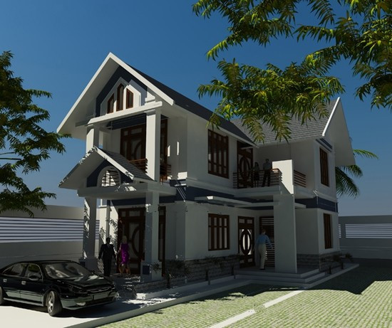 Biệt thự chữ L quen thuộc nhưng vẫn chưa bao giờ lỗi mốt. Ảnh: Kientrucsuvietnam.