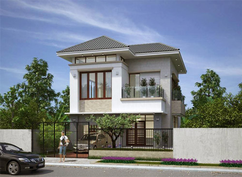 Nhà ống 2 tầng mang phong cách biệt thự.