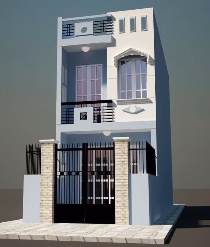  Nhà 2 tầng có mái tum giúp tăng thêm diện tích sử dụng.