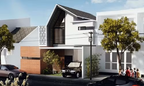 Nhà phố nổi bật với hệ mái thái lạ mắt. Ảnh: Atelier Baou.