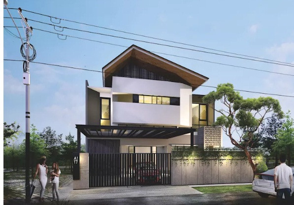 Nhà ở 2 tầng có vẻ ngoài chắc chắn và hiện đại với những mảng khối mạnh mẽ. Ảnh: Atelier Baou.