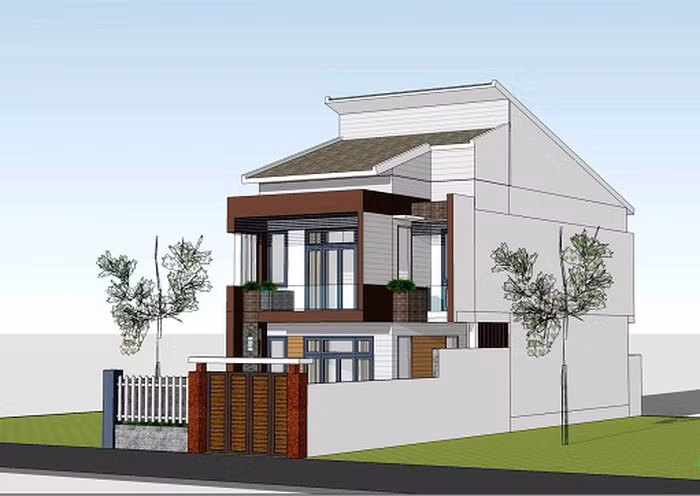 Thiết kế nhà hiện đại phối giữa chất liệu gỗ và kính ở mặt tiền. Ảnh: Internet.