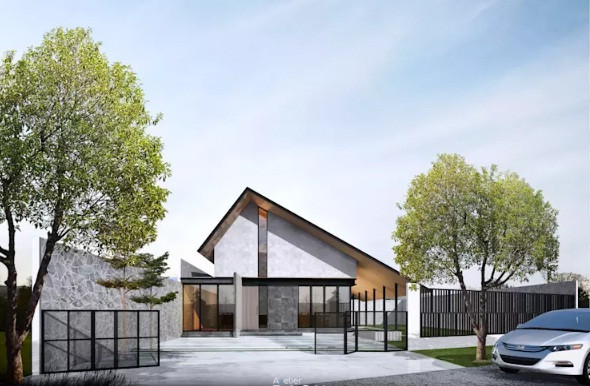 Nhà mái dốc sở hữu kiến trúc mặt đứng hiện đại và hút mắt. Ảnh: Homify.