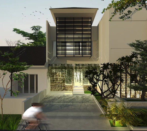 Ngôi nhà gây ấn tượng với không gian xanh mát, cây cối bao quanh. Hệ lam nửa kín nửa hở giúp không gian bên trong thoáng đãng. Ảnh: Sekala.