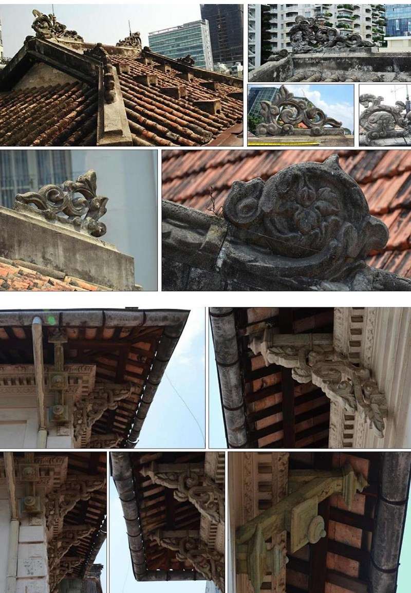 Phần mái nổi bật với chi tiết trạm khắc pha nét kiến trúc Á Đông. Ảnh: Plo.