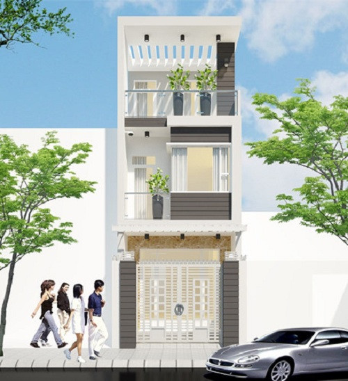 Nhà ống 3 tầng thiết kế hiện đại, không gian thông thoáng và kiến trúc linh hoạt. Ảnh: Xaydungnamlong.