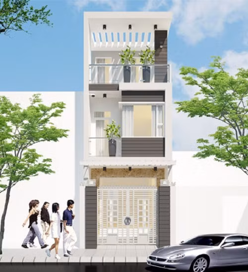 Nhà ống 3 tầng thiết kế hiện đại, không gian thông thoáng và kiến trúc linh hoạt. Ảnh: Xaydungnamlong.