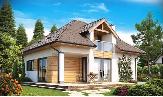 Điểm nổi bật của ngôi nhà nằm ở hệ thống mái kiểu cách, đan xen duyên dáng. Ảnh: Ytuongnhadep.