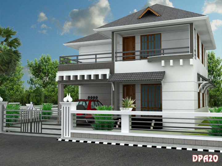 Nhà 2 tầng đẹp sang trọng với gam màu trắng nâu chủ đạo. Ảnh: Kientrucdpa.