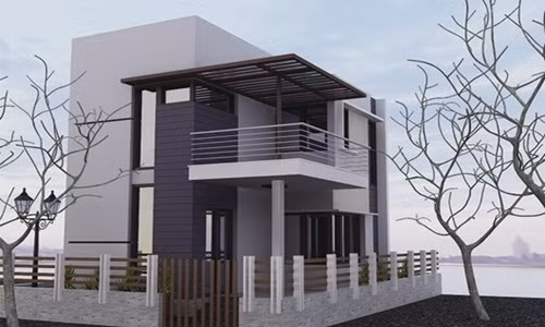 Phong cách hiện đại, mặt tiền đơn giản sử dụng hai tông màu nâu và trắng xám tạo nét sang trọng, thanh lịch cho ngôi nhà. Ảnh: Kientructrangkim.