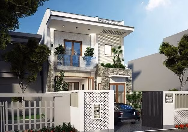 Kiến trúc nhà phố 2 tầng mái bằng hiện đại là xu hướng thiết kế xây dựng được ưa chuộng ở thành phố hay khu đô thị. Ảnh: Xhouse.