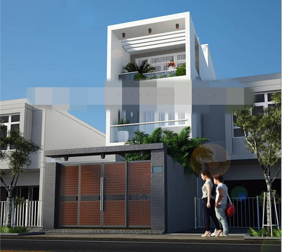 Ngôi nhà để lại sân trước khoảng 4,6m2 và phía sau khoảng 3m2. Ảnh: Kienanvinh.