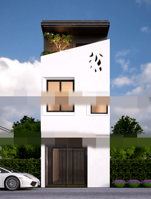 Mặt tiền với hình dáng lạ mắt, vô cùng tinh tế phù hợp với gia đình trẻ có lối sống phóng khoáng. Ảnh: Thietkexaydungnhadep.