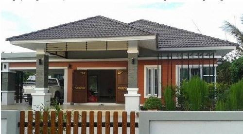 Các chi tiết trang trí đơn giản nhưng mang lại hiệu quả thị giác cao cho ngôi nhà mái thái. Ảnh: Katahome.