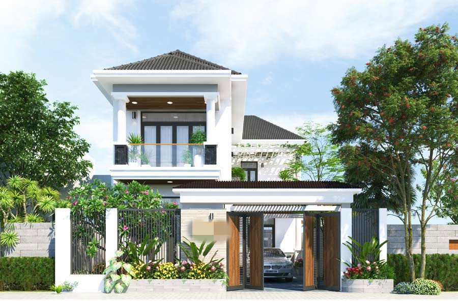 Phong cách hiện đại trẻ trung, hình khối vuông vắn và gam màu trắng sáng chủ đạo là điểm nhấn của công trình. Ảnh: Kientrucroman.