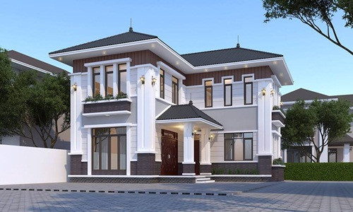  Mẫu nhà vườn chữ L đơn giản mà không kém phần tinh tế. Ảnh: Kientrucsviet.