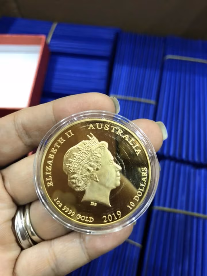 Mặt trước là chân dung nữ hoàng Anh Elizabeth, mặt sau in hình con heo 2019 của Úc. Ảnh: FB Ngoc Ha Le.