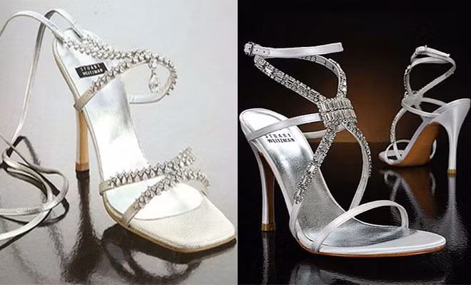 Giày cao gót bạch kim Platinum Guild của Weitzman (24 tỷ đồng) được tô điểm với 464 viên pha lê và kim cương Kwiat. Ảnh: Therichesst.