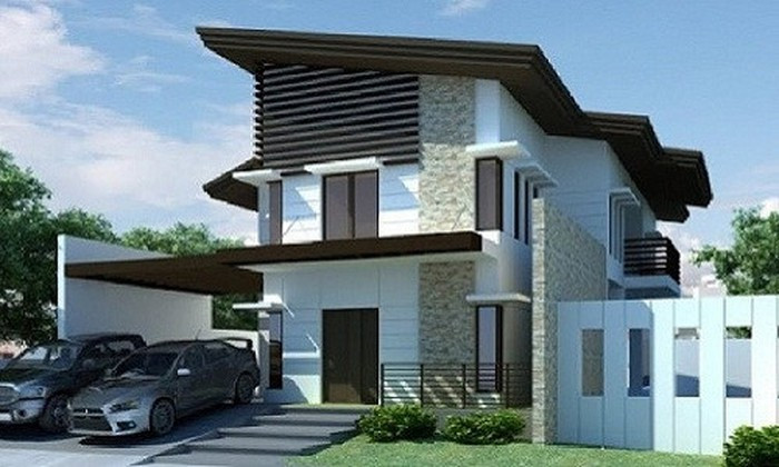 Biệt thự 2 tầng đẹp tinh tế với màu nâu làm chủ đạo. Những hình khối khỏe khoắn mang đậm đặc trưng của kiến trúc phương Tây. Ảnh: Internet.