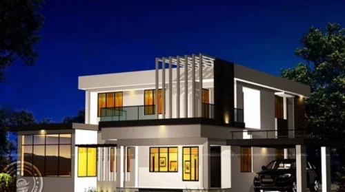 Biệt thự vườn mái bằng với gara xe cùng kiến trúc ngoại thất hiện đại vẫn được nhiều gia đình lựa chọn. Ảnh: Thietkethicongnhadep.