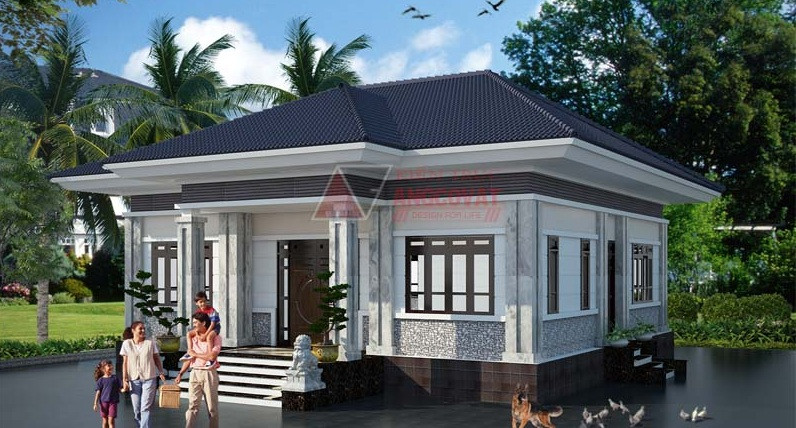 Nhà vườn 1 tầng sang trọng có chi phí khoảng 800 triệu đồng. Ảnh: Angcovat.