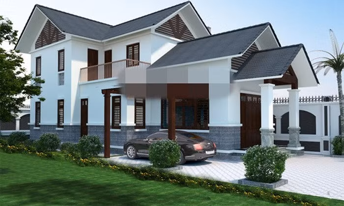 Sử dụng tông màu trắng chủ đạo nhưng ngôi nhà không bị lóa khi kết hợp tường trang trí tối màu. Ảnh: Angcovat.