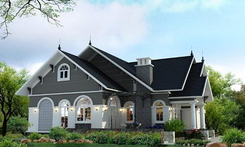 Mẫu biệt thự vườn 1 tầng phong cách tân cổ điển. Ảnh: Thanglongarc.