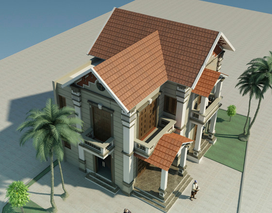 Thiết kế theo phong cách Pháp nhưng biệt thự không quá đồ sộ, cầu kỳ tinh xảo mà đơn giản hóa mọi chi tiết. Ảnh: Nhadepktv.