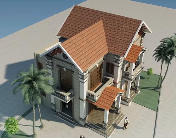 Thiết kế theo phong cách Pháp nhưng biệt thự không quá đồ sộ, cầu kỳ tinh xảo mà đơn giản hóa mọi chi tiết. Ảnh: Nhadepktv.