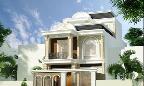 Biệt thự kiểu Pháp nổi bật bới các đường chỉ mềm mại, uốn lượn trên vòm mái. Ảnh: Nhadepmoi.