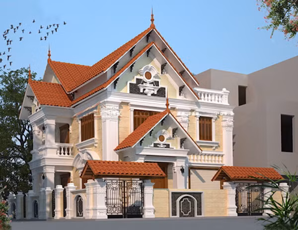 Mẫu biệt thự mini 2 tầng phong cách đơn giản, mái ngói đẹp ngày càng trở nên phổ biến. Ảnh: Kientrucsuvietnam.