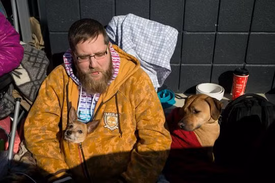 Không chỉ mang ghế gập, lều trại, chăn, đồ ăn... cặp đôi còn đưa theo cún cưng đi cùng. Ảnh: Delaware Online.