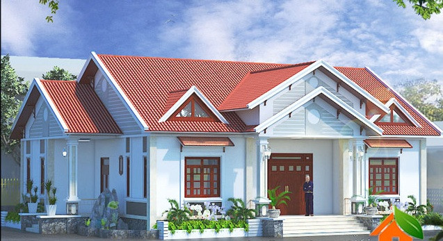 Tính thẩm mỹ của ngôi nhà được thể hiện ở kiến trúc nhà vườn nông thôn miền Bắc. Công trình tạo ra không gian trải dài và có ý đồ bố cục, có tính biểu tượng nhẹ nhàng. Ảnh: Maunhadep.