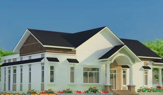 Mẫu nhà cấp 4 phù hợp với vùng nông thôn Việt Nam. Ảnh: Nhadep.