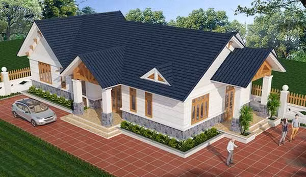 Sự phối hợp màu sắc với các vật liệu ngoại thất giúp ngôi nhà trở nên sang trọng, trẻ trung. Ảnh: Kientrucsuvietnam.