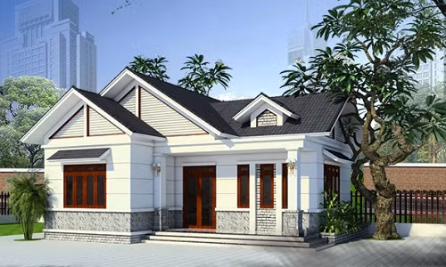 Ngôi nhà nổi bật với kiến trúc vuông vắn, khỏe khoắn. Ảnh: Thietkenhadepaau.