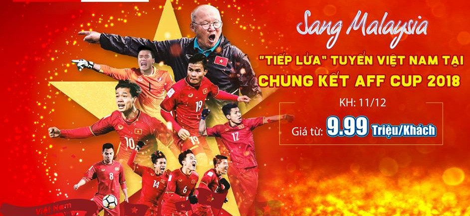 Vietravel dự kiến bán khoảng 1.000 chỗ trong tour cổ vũ đội tuyển Việt Nam trận chung kết AFF Cup ngày 11/12 tới. Ảnh: Vietravel.