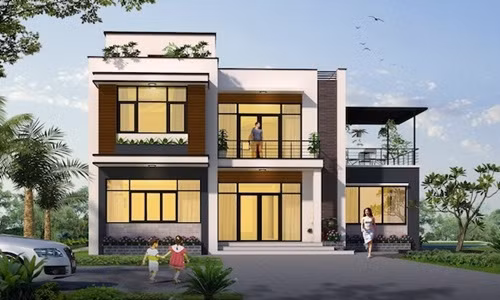 Biệt thự vườn 2 tầng mái bằng với thiết kế sân vườn đẹp mắt. Ảnh: Kientrucsuvietnam.