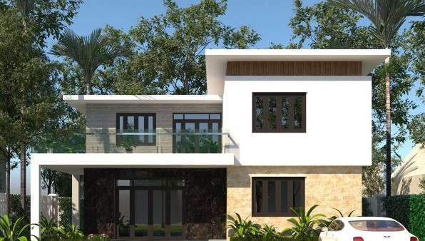 Mặt tiền sử dụng các loại gạch ốp tường, đá ốp tường trang trí nhằm giảm bớt sự đơn điệu của căn nhà. Ảnh: Thietkethicongnhadep.