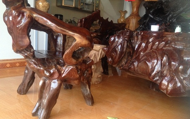 Ghế được chế tác dựa theo hình dáng tự nhiên của thớ gỗ. Ảnh: Giadinhvietnam.