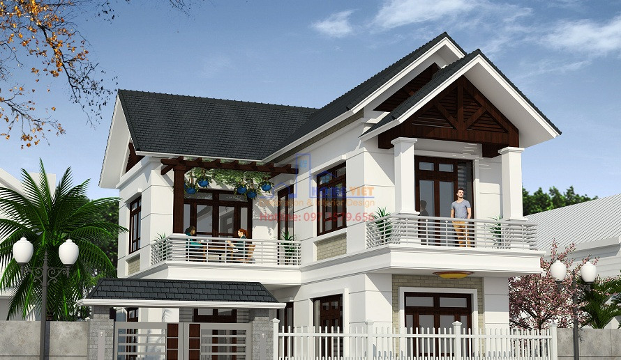  Biệt thự 2 tầng chữ L sở hữu hình khối vuông vức, cách bố trí thông minh tạo không gian thoáng mát. Ảnh: Homevietdesign.