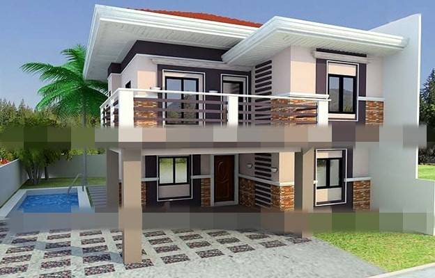 Mặt tiền ngôi nhà dựa trên ý tưởng hình khối mạnh mẽ, cứng cáp. Ảnh: Thietkexaydungnhadep.