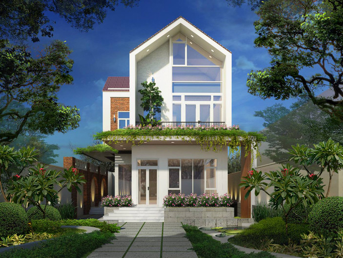 Nhà ống sử dụng nhiều cửa kính tận dụng tối đa tầm nhìn đẹp ra khung cảnh bên ngoài. Ảnh: Xaynhasaigon.