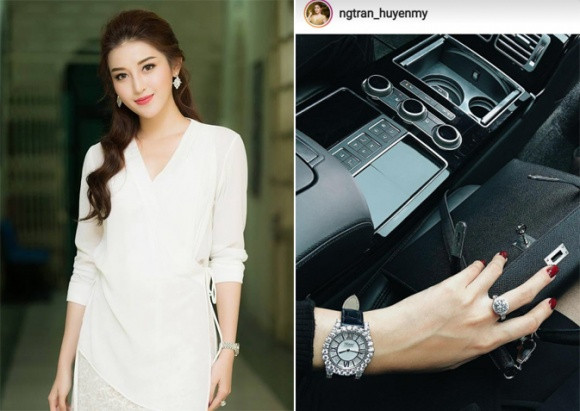 Thêm một chiếc đồng hồ kim cương 18 carat của Huyền My đến từ thương hiệu Chopard. Ảnh: Nld.