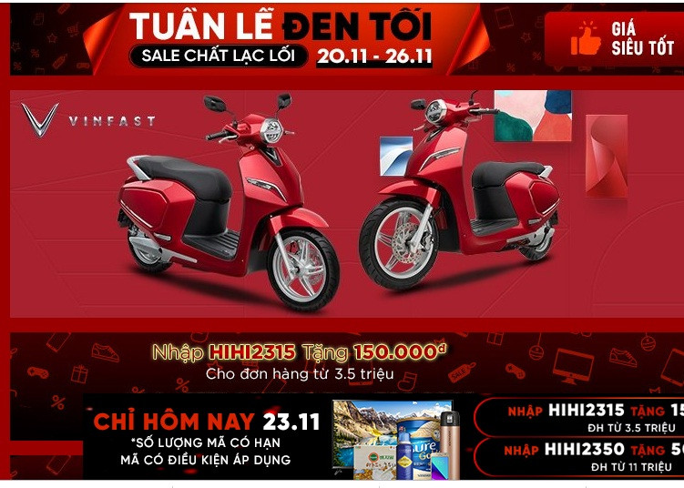 Adayroi cũng hưởng ứng ngày giảm giá Black Friday bằng chương trình "Tuần lễ đen tối - Sale chất lạc lối" từ 20/11 - 26/11. Phần lớn sản phẩm giá là điện tử từ 20% - 40%. Ảnh: Adayroi.