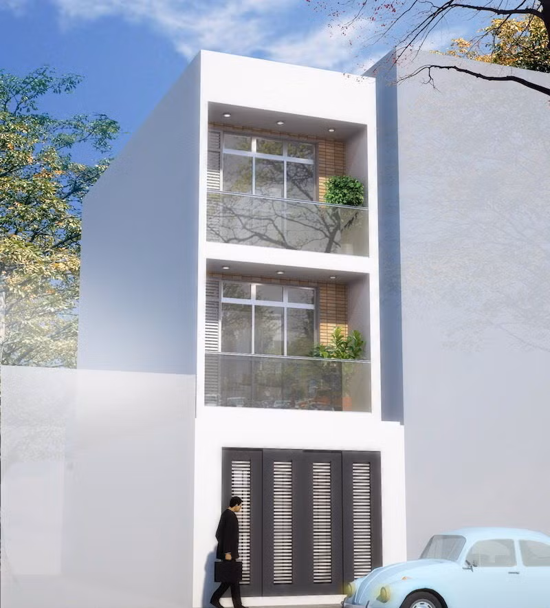 Do hạn chế về quỹ đất nên phần bối cảnh mặt trước được thiết kế đơn giản, chú trọng ở yêu cầu về khả năng đón ánh sáng từ bên ngoài cũng như sự thông thoáng. Ảnh: Lenhan.